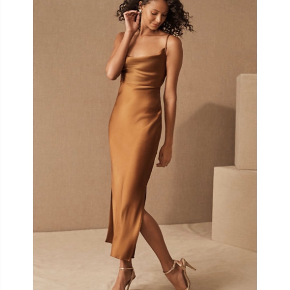 BHLDN Cali Satin Charmeuse Midi Dress